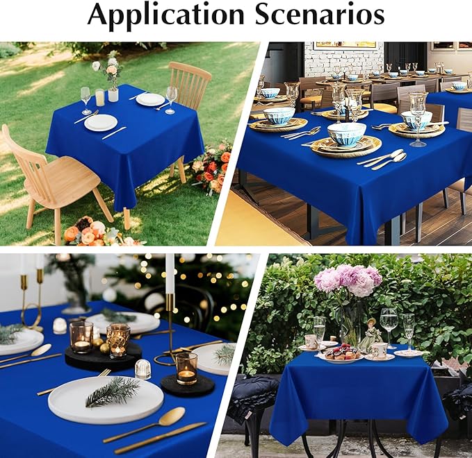 2 Pack Square Table Cloth 48X48 Inch Royal Blue Tablecloth Washable Polyester - Image 6