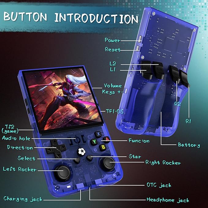 R36MAX Handheld Game Console, 40000+ Games Retro Gaming Console, 256GB TF Card - Image 8