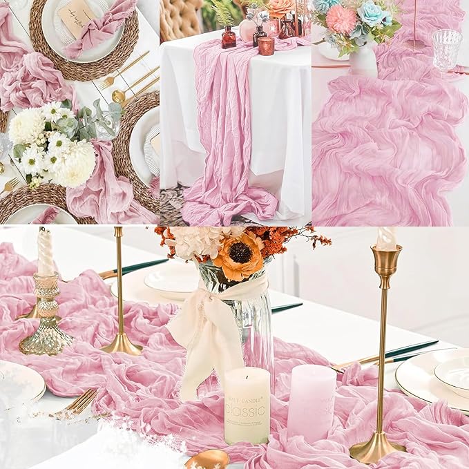 Light Pink Cheesecloth Table Runner 20 Pack 10FT Rustic Gauze Fabric Cheese - Image 6