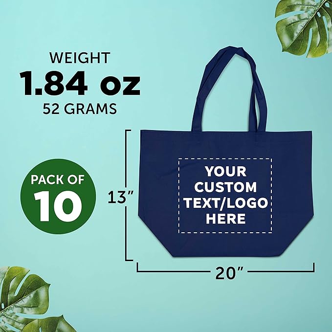 DISCOUNT PROMOS Custom Southern Style Grocery Tote Bags Set of 10 - Image 5