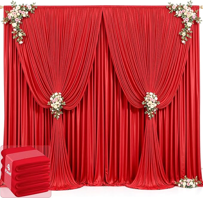 20ft x 12ft Red Backdrop Curtains Wrinkle Free Backdrop Curtain by Tao-GePartyDecorations