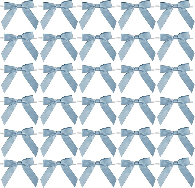 AIMUDI Dusty Blue Bows for Gift Wrapping Premade Satin Bows for Wedding Decor by AIMUDI