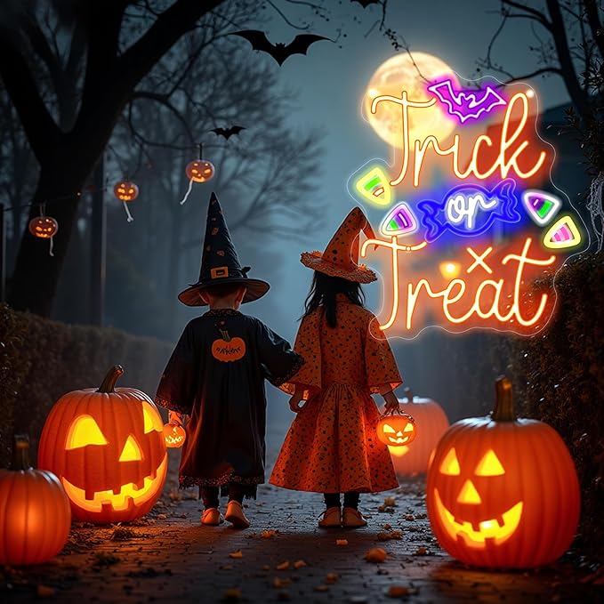Trick or Treat Neon Sign, Halloween Decorations, Night Light - Image 5
