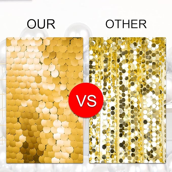 JYFLZQ Gold Payette Sequin Backdrop Curtains 8ft x 8ft 1 Panel Shimmer Wall - Image 5