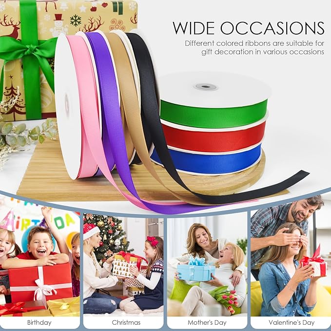 100 Yards 5/8 inch Grosgrain Ribbon, Solid Color Fabric Ribbon Perfect - Image 4