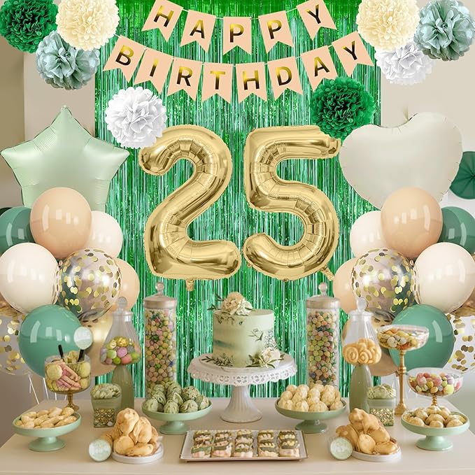 Sage Green 25th Birthday Decorations - Image 2