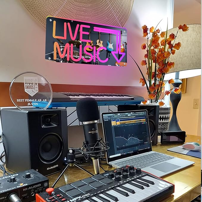 Live Music Neon Sign, Mirror LED Light Wall Décor - Image 2
