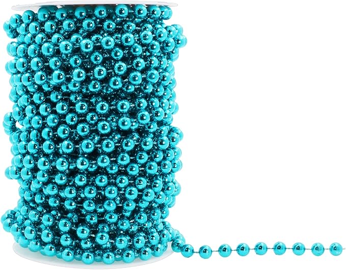 Mandala Crafts 6mm Faux Teal Pearl Beads Roll - Image 3