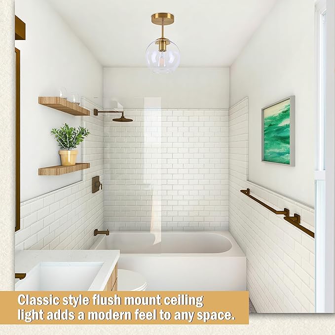 Gold Semi Flush Mount Ceiling Light Fixture - Image 8