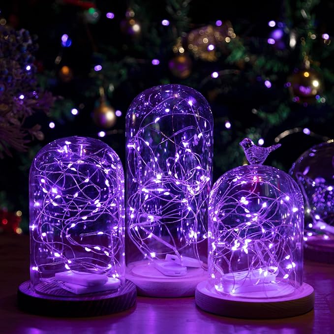 HXWEIYE 12 Pack LED Fairy Lights Battery Operated, 7ft 20LED Purple Mini String - Image 6