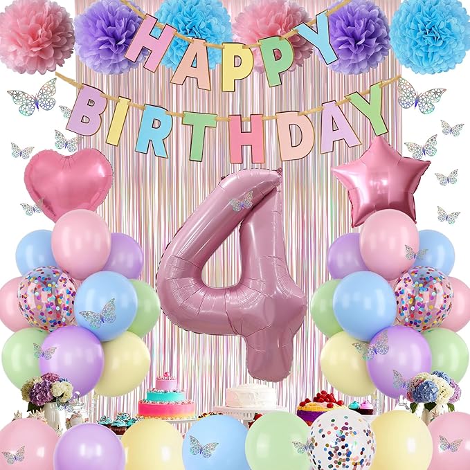 Pastel 4th Birthday Party Decorations - Image 6
