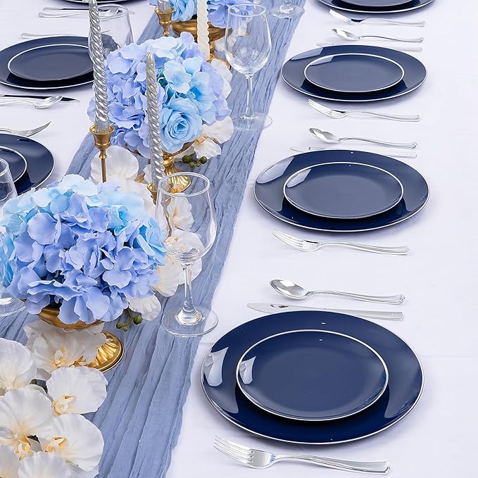 KIRE 200PCS Blue Plastic Plates - Image 7