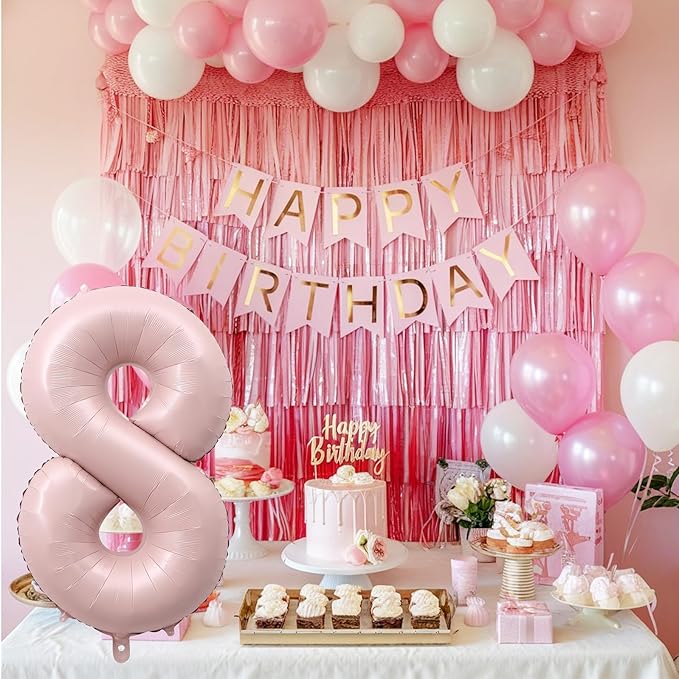 Pastel Pink 8 Balloons, Self Inflating Digit 8 Balloons - Image 5