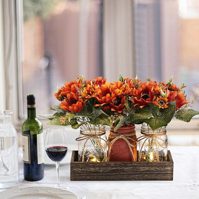 3 Pcs Fall Mason Jar Centerpiece Table Decorations - Image 5