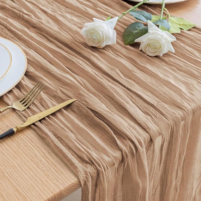 Asee'm Cheesecloth Table Runner 120 Inches Long Nude Boho Gauze Cheese Cloth by Aseem