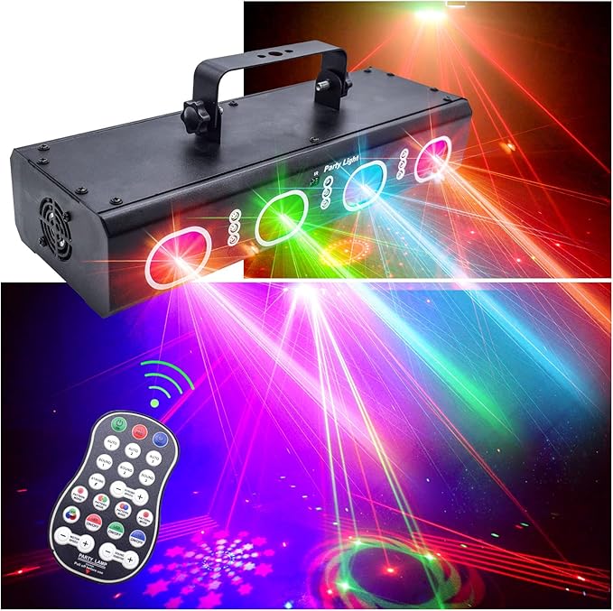 Party Lights DJ Disco Lights, 3D Effect Sound Sensing Laser Flash Stage by XHXD