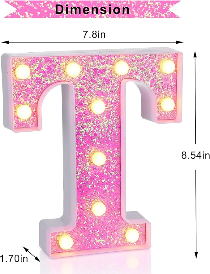 Foaky Pink Light up Letters，Pink Party Decorations, Girls Room Decor, Glitter - Image 5