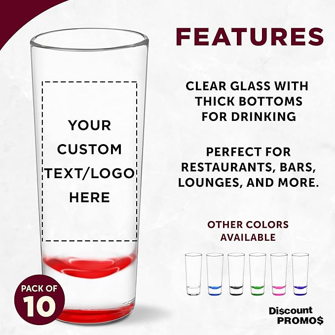 Custom Cordial Shooter Shot Glasses 2 oz. Set of 10, Personalized Bulk Pack - Image 2
