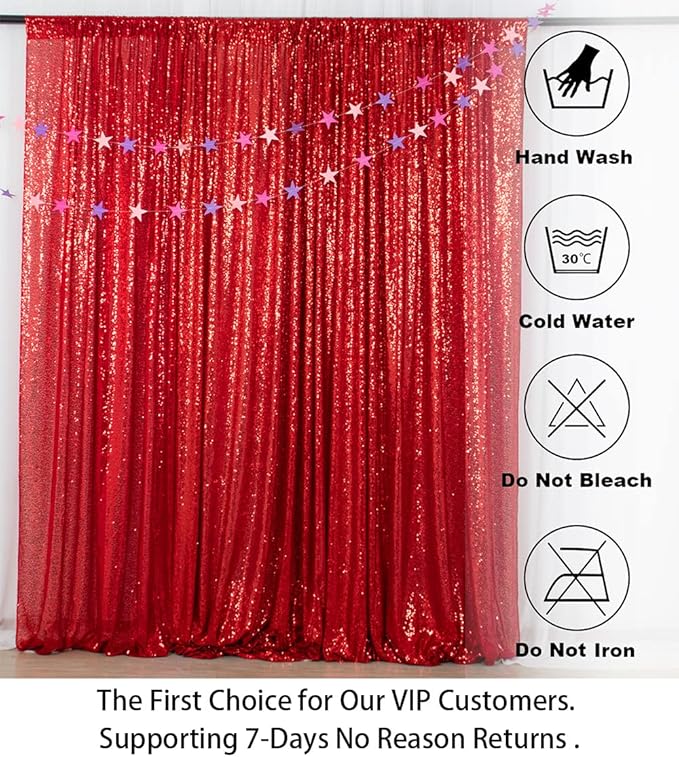 ShiDianYi Sequin Backdrop Curtain 10x10 FT Red Sequins Fabric Drapes - Image 7