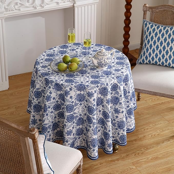 patdrea Designer Linen Blue Small Tablecloth - Image 8