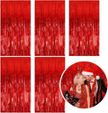 5 Pack Foil Curtain Backdrop Red Metallic Tinsel Foil Fringe Curtains Photo by KEJ