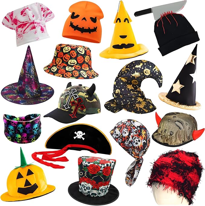 12 Assorted Funny Halloween Party Hats Witch Hat Halloween Costume Decorations by POPCIEl