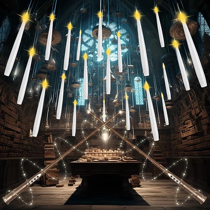 Floating Candles with Wand, 20 Pack Halloween Battery Operated LED Hanging - Image 2