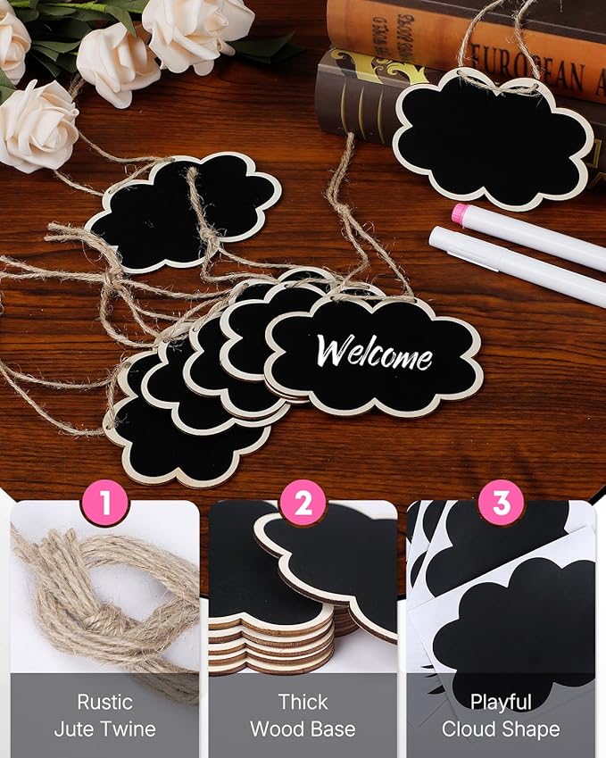Uniclife 24 Pack Mini Chalkboard Signs - Image 3