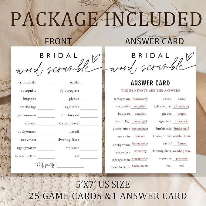 Fun Wedding Shower Games Bridal Word Scramble who knows the bride best 25 Game - Image 2