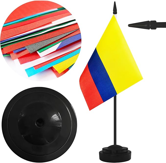 2 Pack Colombia Desk Flag Set, Colombian Desktop Small Miniature Table Office - Image 3