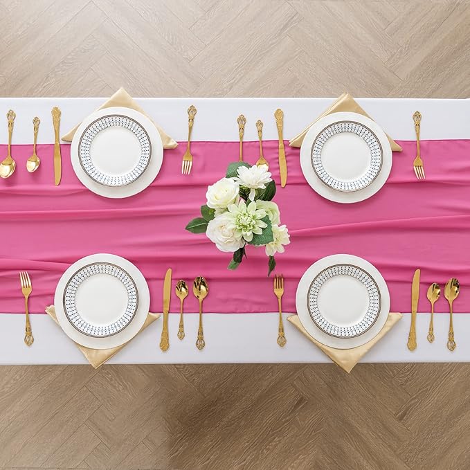 12Pack 9ft Chiffon Table Runner 14x108 Inch Sheer Romantic Table Runner - Image 3