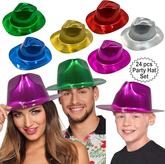 AnapoliZ Party Gangster Hats 24 pcs | New Year’s Celebration Hats | Metallic by Anapoliz