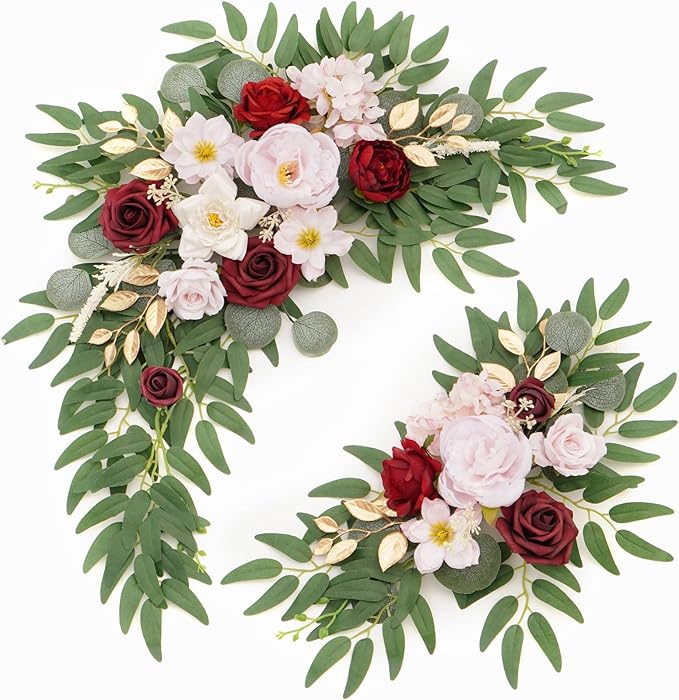Faux Flower Swag Set of 2 for Wedding Welcome Signs Floral Swag Wedding by Piklado