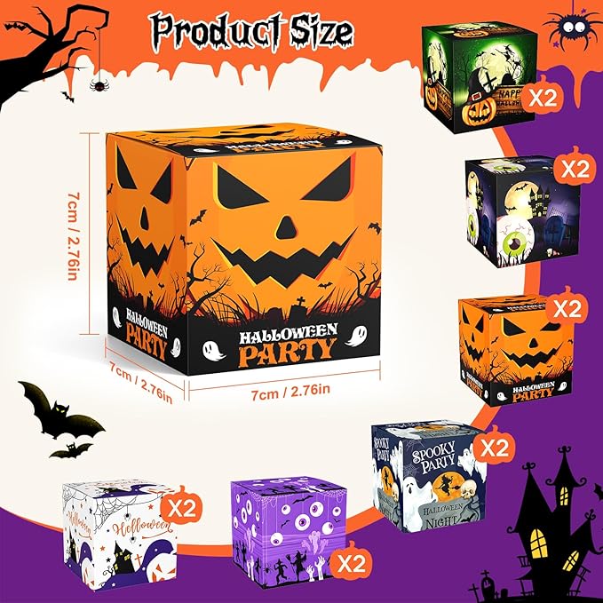 ScandiCasis 12 PCS Halloween Treat Boxes, 6 color, Halloween Treat Bag Stuffers - Image 2