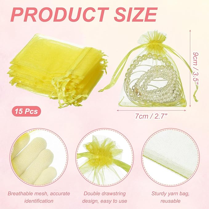 uxcell 50 Pcs Organza Gift Bags, 2.7x3.5 Inch Drawstring Pouches Jewelry Gift - Image 2