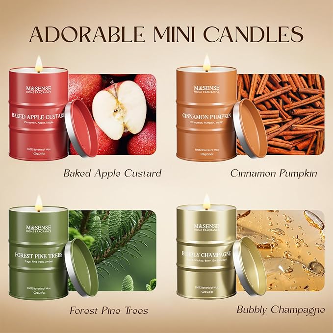 Fall Candles Set | Mini Scented Candles Gift Set | 4 Pack Candles - Image 2