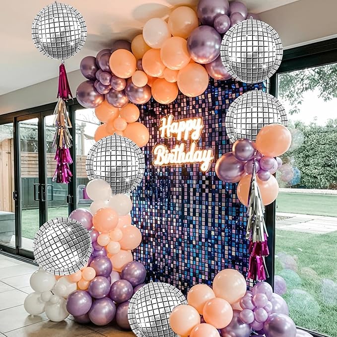 6Pcs Giant 4D Disco Ball Balloons, Sparkle Silver Disco Party Decorations - Image 5