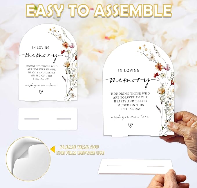 Boho Floral In Loving Memory Sign, 6 x 8 Inch White Arch Acrylic Wedding Sign - Image 3