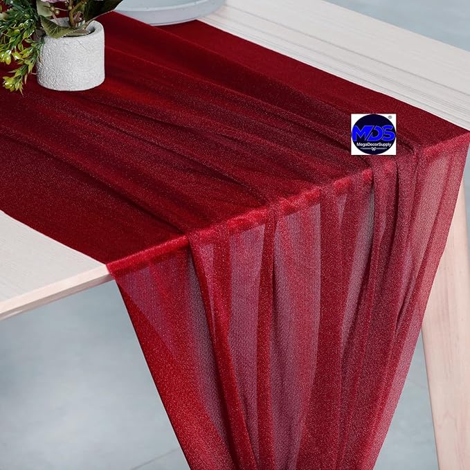 MDS 10 Pack 10ft Chiffon Table Runner 29 x 120 Inches Sheer Wedding Runner - Image 3