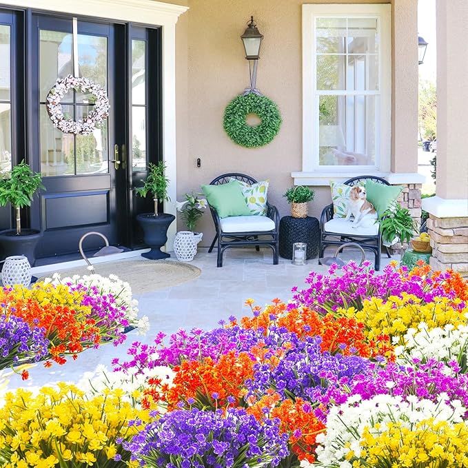 Artificial Flowers Outdoor UV Resistant Fake Plants Indoor Outside Hanging - Image 7