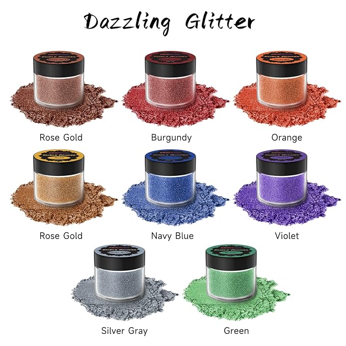 Cakestar Edible Glitter, 8 Colors Edible Luster Dust, Edible Glitters - Image 2