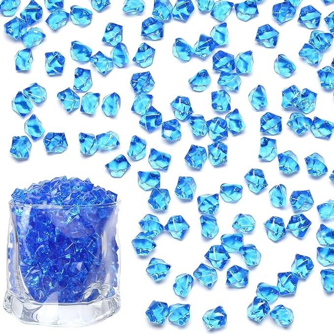 LAIDANLA 500PCS Blue Acrylic Gems Vase Fillers Fake Ice Cubes Plastic Diamonds by LAIDANLA