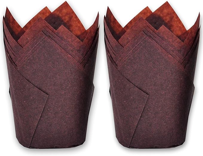 500 pcs Large size Brown Tulip Baking Cups 2-1/4" x 4" Greaseproof paper baking by MyBakning