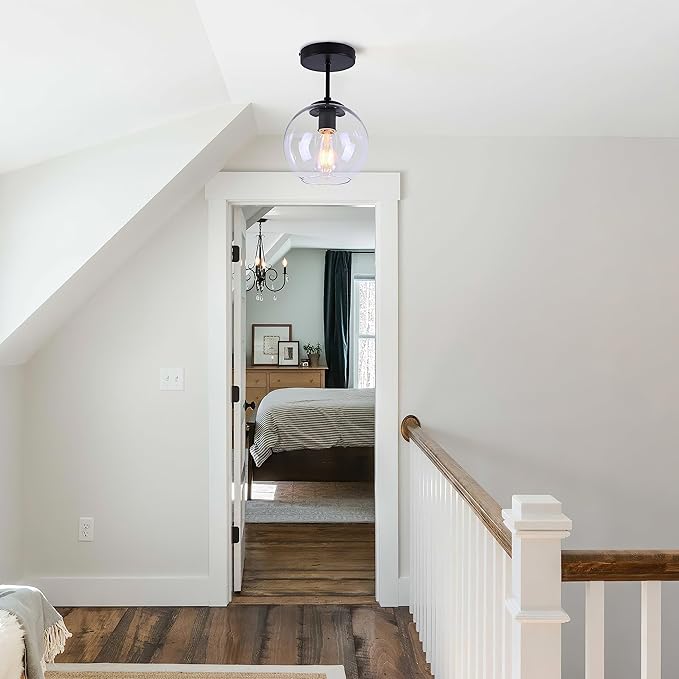 Black Semi Flush Mount Ceiling Light Fixture - Image 2
