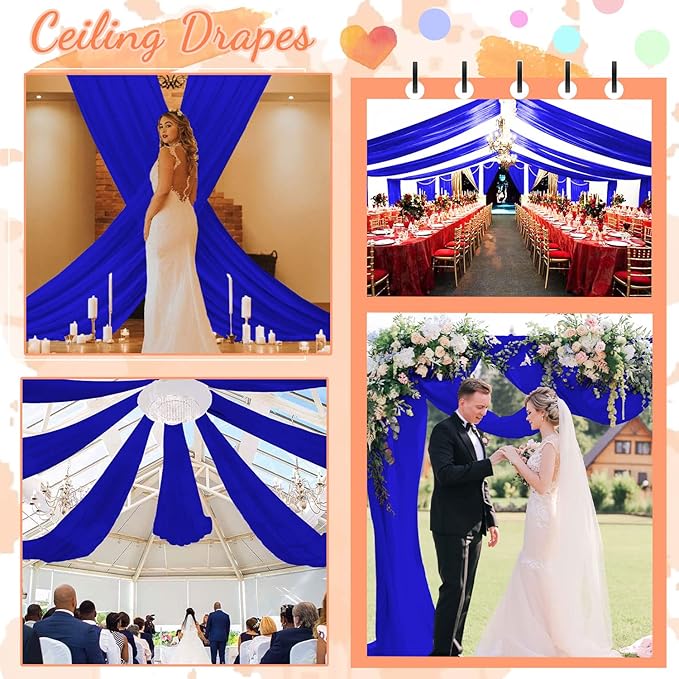 FUHSY Wedding Ceiling Drapes Blue Ceiling Drapes - Image 6