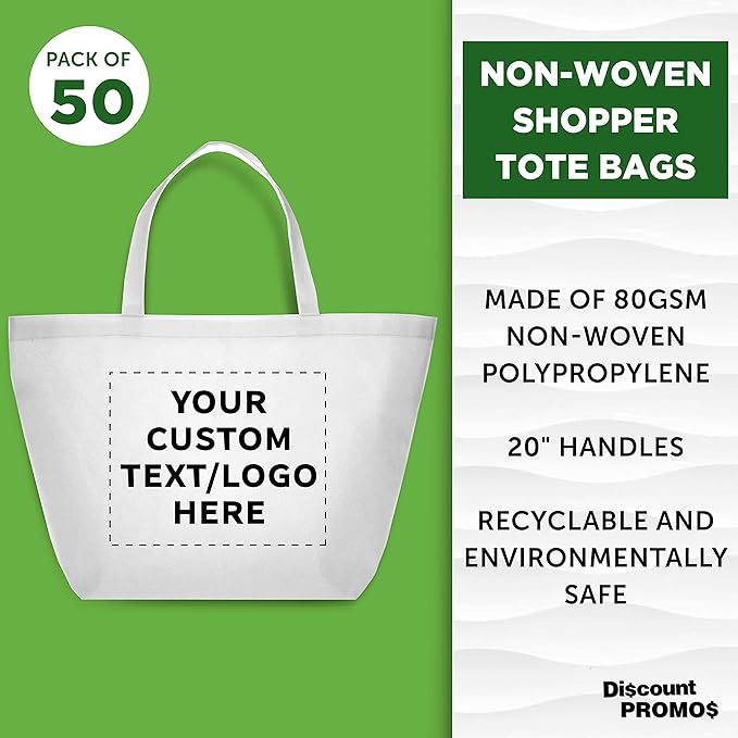 DISCOUNT PROMOS Custom Southern Style Grocery Tote Bags Set of 50 - Image 3