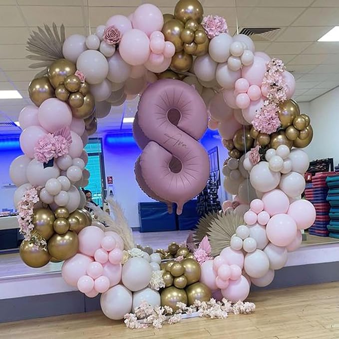 Light Pink Number 8 Balloon 40 Inch Big Self Inflating Foil Number Balloons 0-9 - Image 5