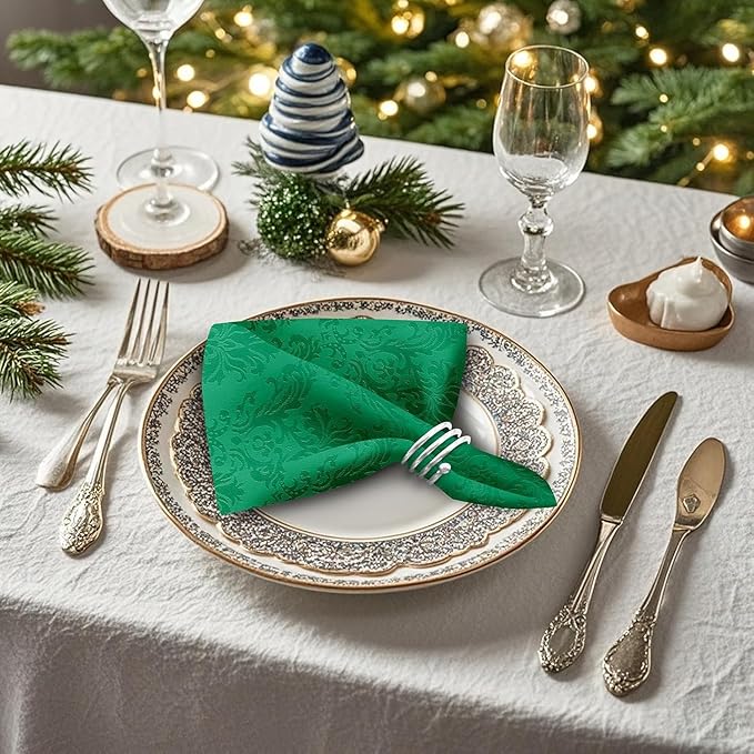 SASTYBALE Jacquard Square Napkin, Damask Wrinkle Resistant Soft Polyester - Image 3
