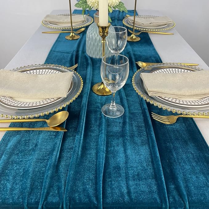 Velvet Table Runner, 10ft Luxurious Wedding Reception Decorations Soft Velvet - Image 4