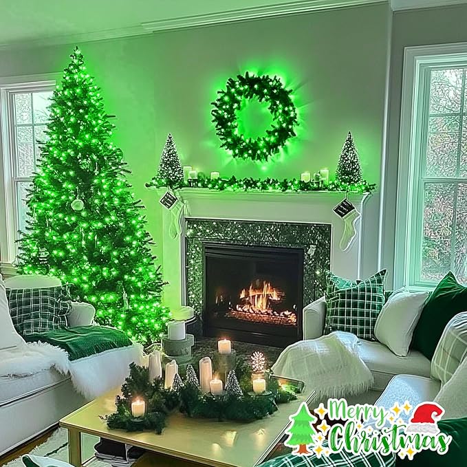 JMEXSUSS 500 LED Green Christmas String Lights Indoor Outdoor, 8 Modes 163 FT - Image 6
